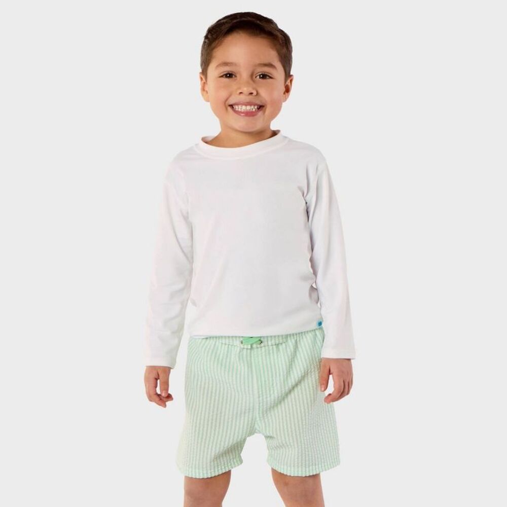 RuggedButts Toddler Boys' Seersucker Swim Trunks - Green 4T